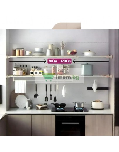 Разтегателен телескопичен разделител за рафтове на гардероб, регулируем 70-120 см, с вендуза